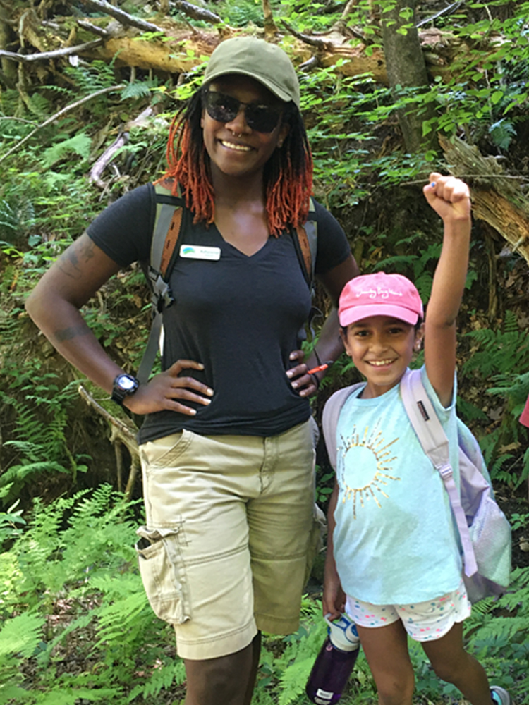 Summer camp kid at mohonk preserve having a fun summer of exploring the natural world with Ashawna Abbott, Education Outreach Coordinator