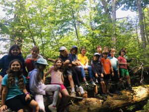 Group of campers in the forest 