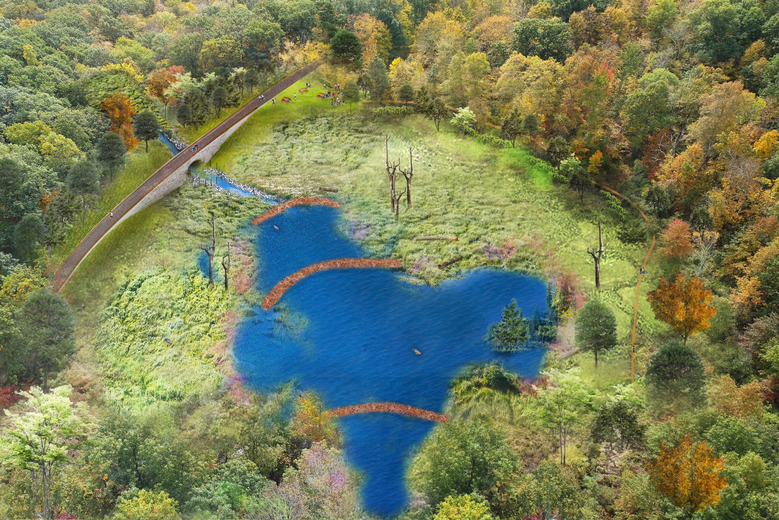 Restoration image of duck pond dam